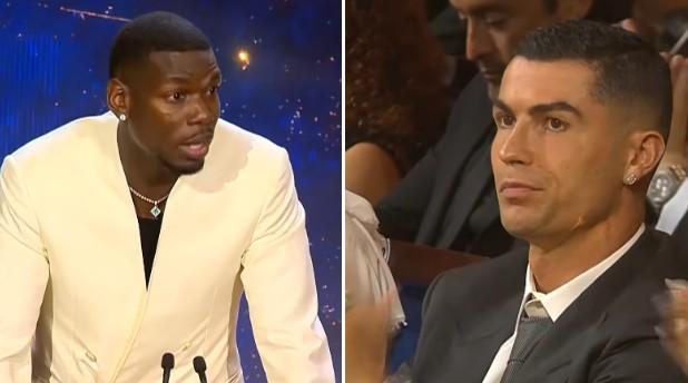 博格巴获得环球足球最佳复出奖，现场感谢C罗激励了所有人